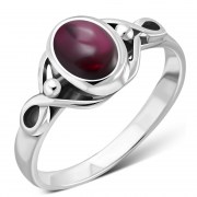 Garnet Stone Celtic Knot Silver Ring, r5